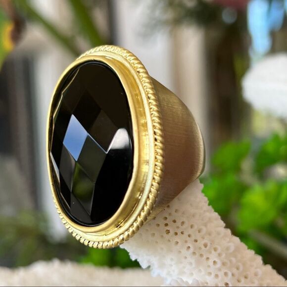 Onyx Black 18K Faceted Sheila Fajl GLOW Masterpiece Statement Cocktail Ring - Picture 8 of 14